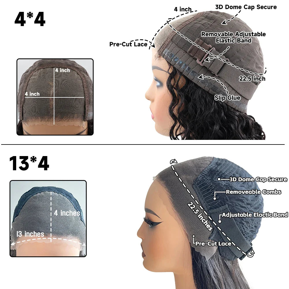 Ombre Brown Glueless Wigs Human Hair 250% Afro Curly Human Hair Wigs For Women Pre Plucked 13x4 Pre-Cut Lace Frontal Wig Virgin