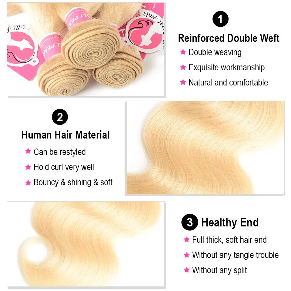 AliPearl 613 Blonde Bundles With Closure 5x5 Free Part Body Wave Brazilian Hair Weave 3 Bundles With Closure Remy Hair Extension