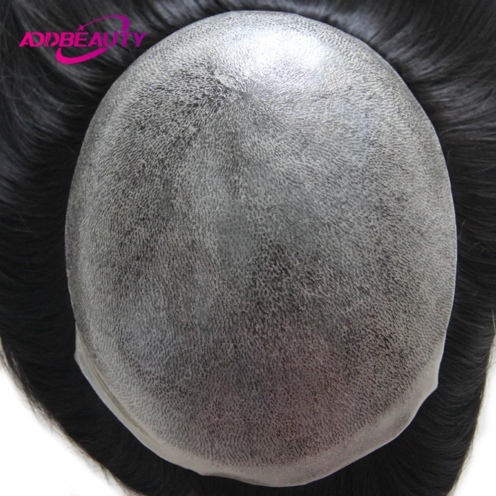 Straight Human Hair Wigs for Women Full PU Toupee 100% Real Human Hair Blonde Human Hair Replacement System Unit Natural Brown
