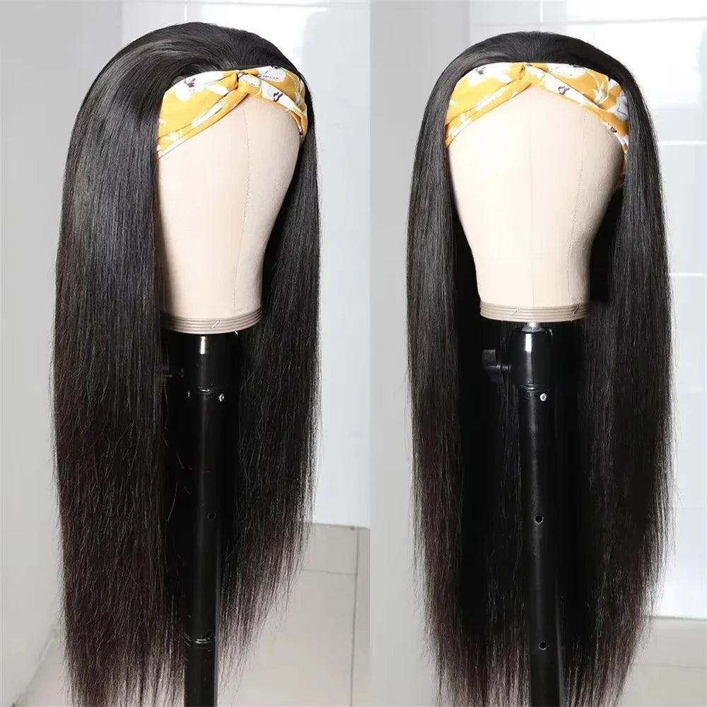 Brazilian Straight Headband Wigs Human Hair On Sale For Women Full Made Machine Virgin Human Hair Wigs 250% Density